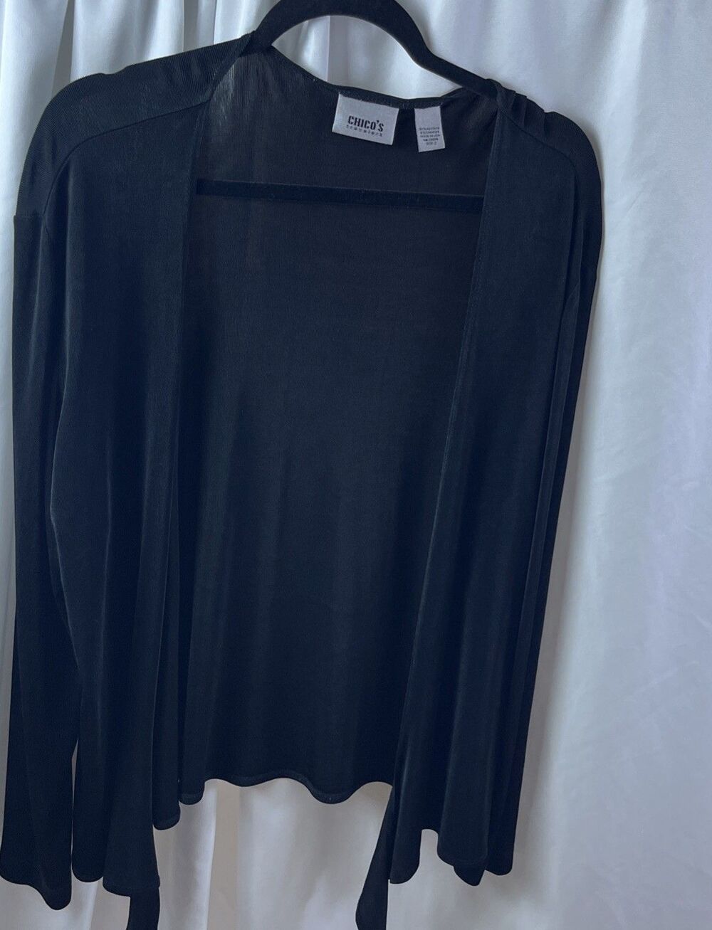 Chicos Travelers Collection Women’s Black Open Front Cardigan Size 2( L=12-14)